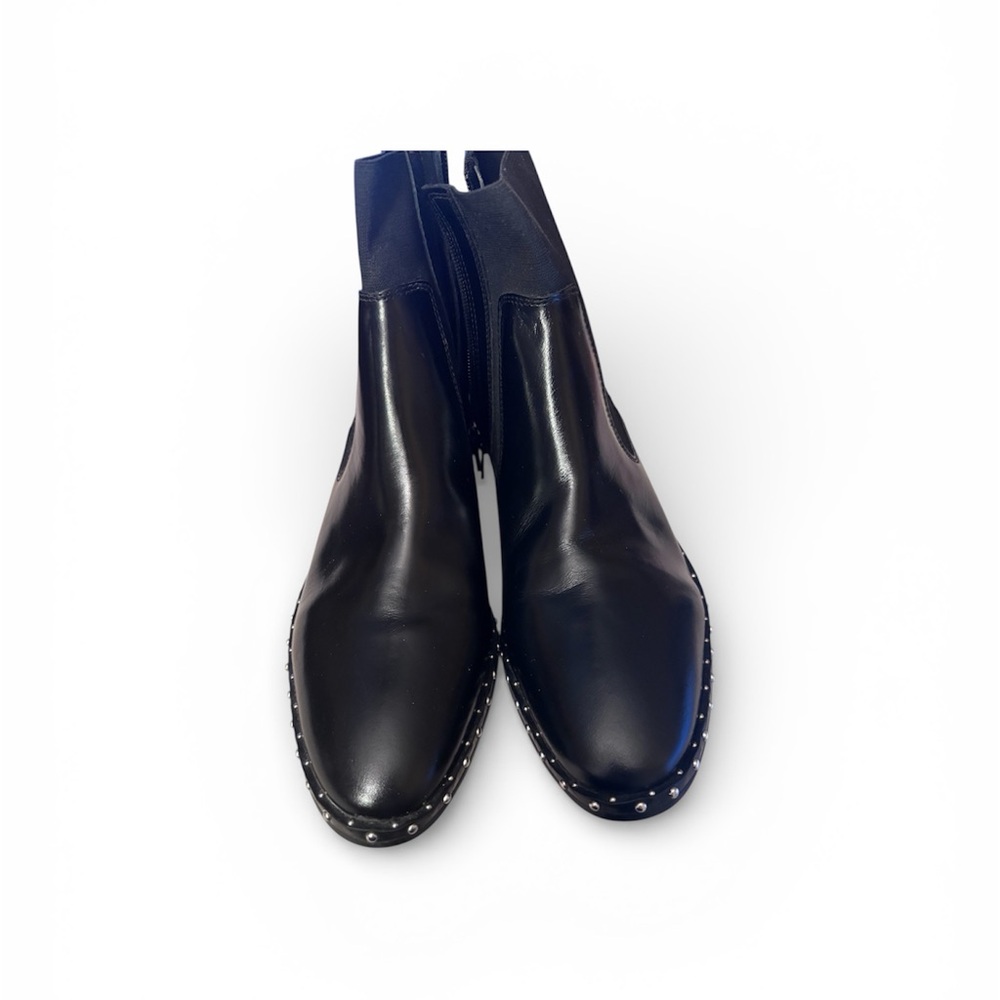 Ellos Black Leather Womens Studded Boots 10W